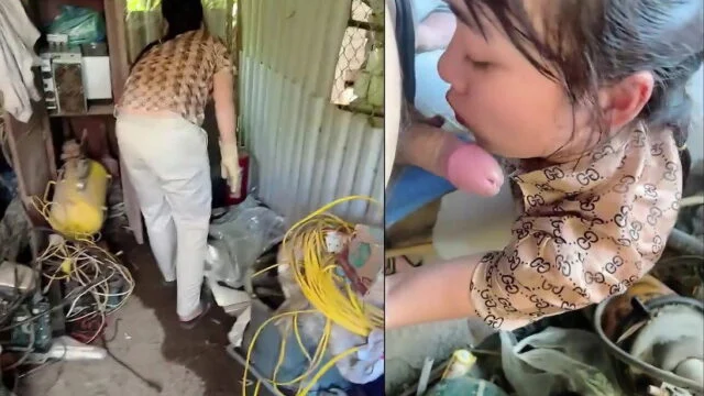 Thuê chị lao công dọn nhà mà nứng quá cởi quần đòi chị bú